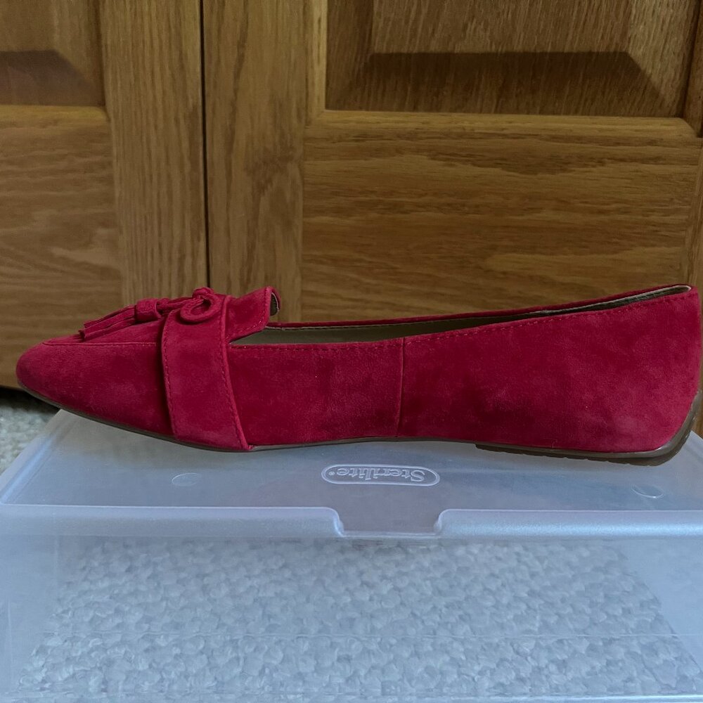 TALBOTS - Francesca Suede Driving Flats -- Red Pop -- NEW, no Box - Picture 8 of 11